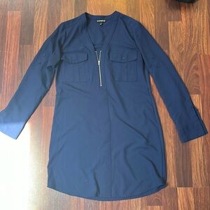 button down shirt dress navy blue